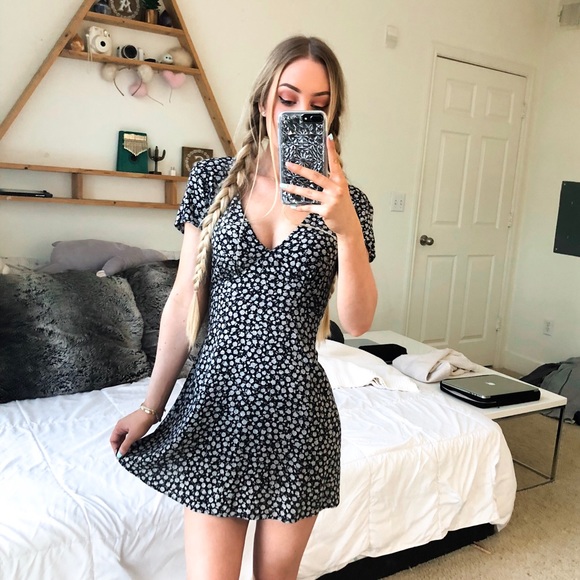 Motel Rocks Dresses & Skirts - Floral Print Black Dress